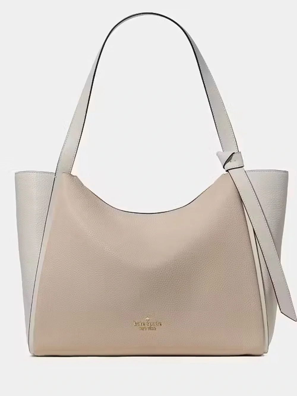 ♠️Kate Spade Knott Colorblock Pebbled Leather Large Tote Bag, Light Cream NWT